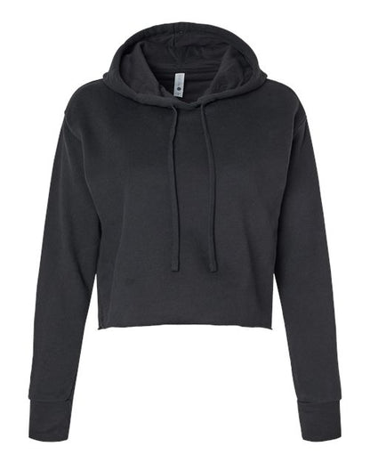 Customized Ladies Next Level Laguna Sueded Raw Edge Crop Hoodie Sweatshirt 9384