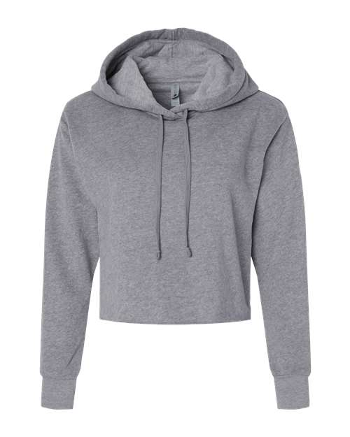 Customized Ladies Next Level Laguna Sueded Raw Edge Crop Hoodie Sweatshirt 9384