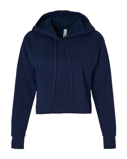 Customized Ladies Next Level Laguna Sueded Raw Edge Crop Hoodie Sweatshirt 9384