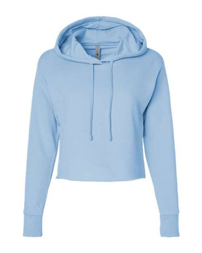 Customized Ladies Next Level Laguna Sueded Raw Edge Crop Hoodie Sweatshirt 9384