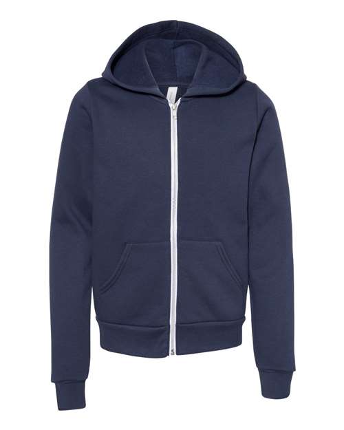 Customized Youth BELLA + CANVAS Sponge Fleece Full-Zip Hoodie Sweatshirt 3739Y