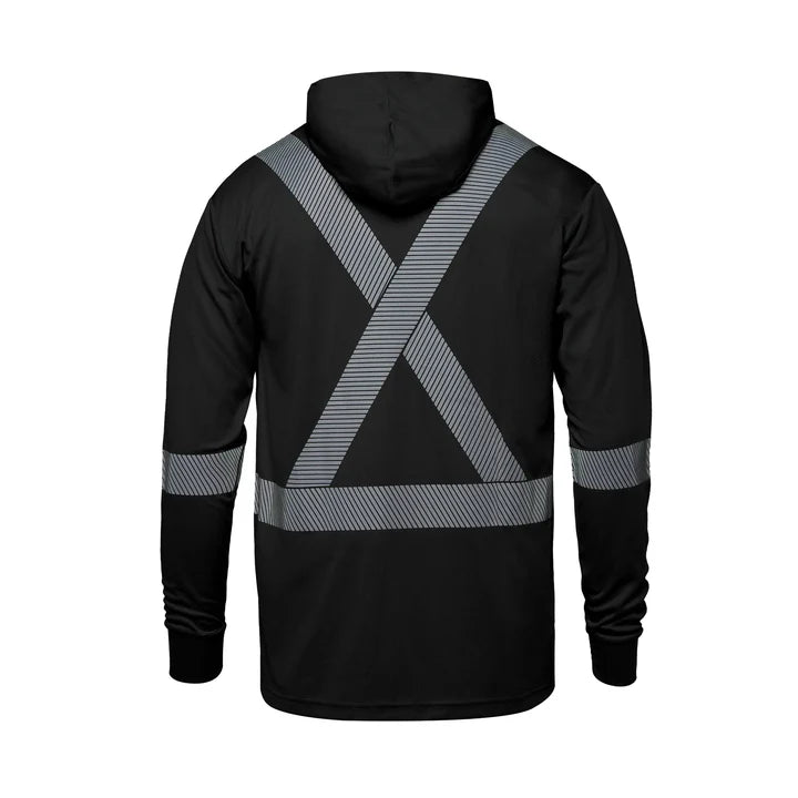 Customized CX2 Hi-Vis GLOW - Long Sleeve Hi-VIS Hooded T-Shirt with Segmented Stripes