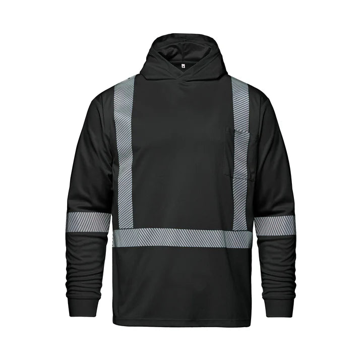 Customized CX2 Hi-Vis GLOW - Long Sleeve Hi-VIS Hooded T-Shirt with Segmented Stripes