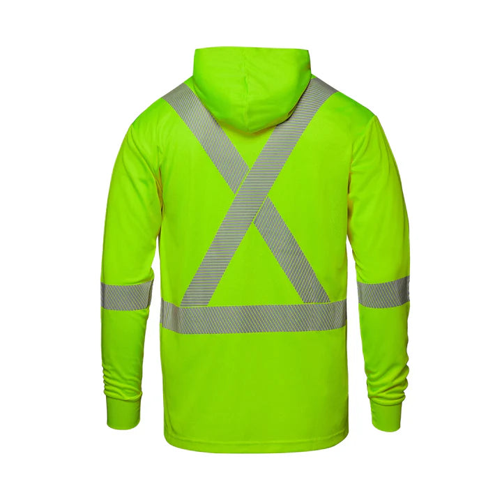 Customized CX2 Hi-Vis GLOW - Long Sleeve Hi-VIS Hooded T-Shirt with Segmented Stripes