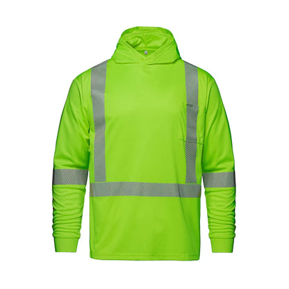 Customized CX2 Hi-Vis GLOW - Long Sleeve Hi-VIS Hooded T-Shirt with Segmented Stripes
