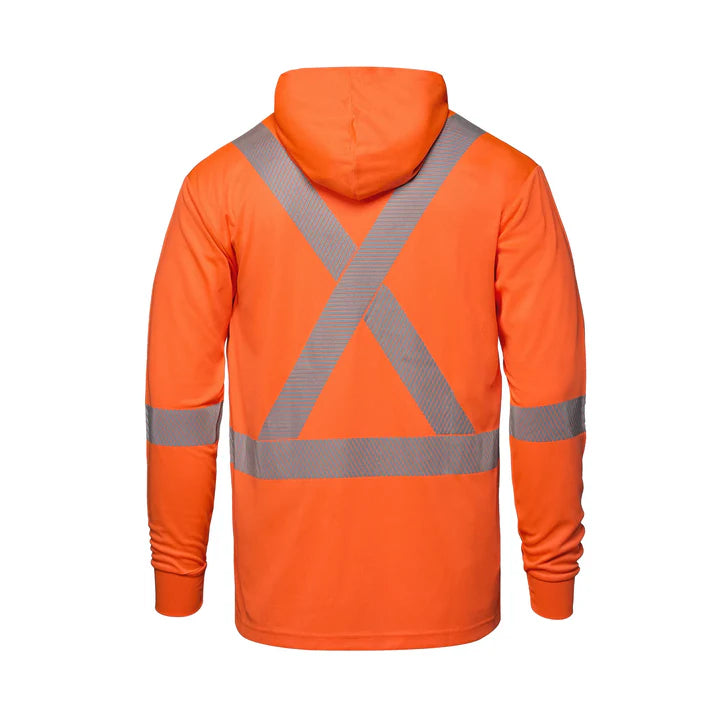 Customized CX2 Hi-Vis GLOW - Long Sleeve Hi-VIS Hooded T-Shirt with Segmented Stripes