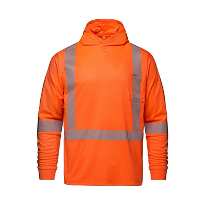 Customized CX2 Hi-Vis GLOW - Long Sleeve Hi-VIS Hooded T-Shirt with Segmented Stripes