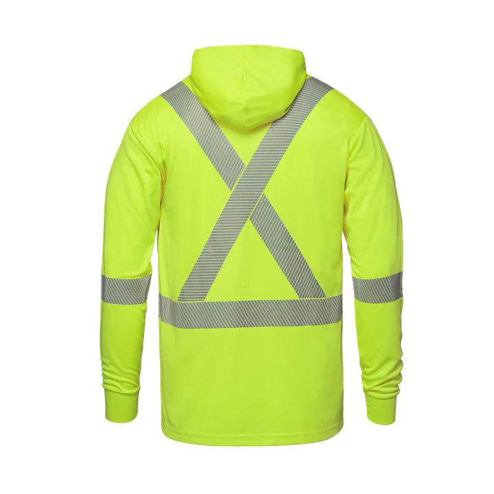 Customized CX2 Hi-Vis GLOW - Long Sleeve Hi-VIS Hooded T-Shirt with Segmented Stripes